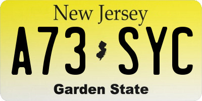 NJ license plate A73SYC