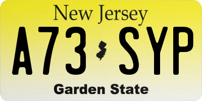 NJ license plate A73SYP