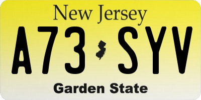 NJ license plate A73SYV