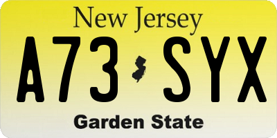 NJ license plate A73SYX