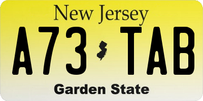 NJ license plate A73TAB