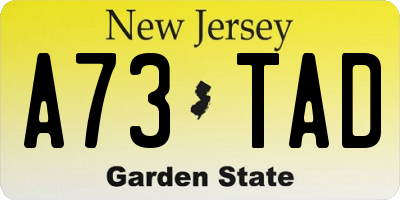 NJ license plate A73TAD