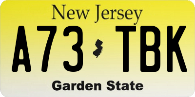 NJ license plate A73TBK