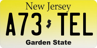 NJ license plate A73TEL