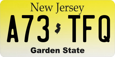NJ license plate A73TFQ