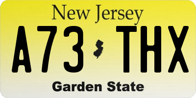 NJ license plate A73THX