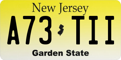 NJ license plate A73TII