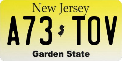 NJ license plate A73TOV