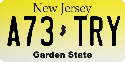 NJ license plate A73TRY