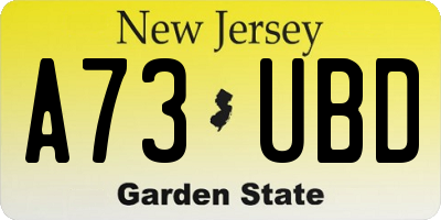 NJ license plate A73UBD