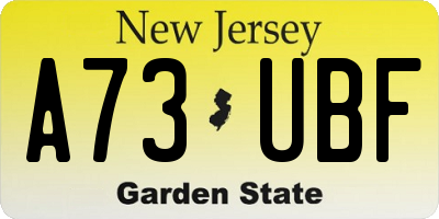 NJ license plate A73UBF