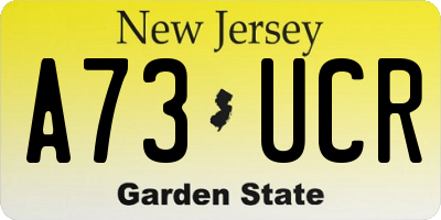 NJ license plate A73UCR