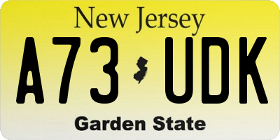 NJ license plate A73UDK