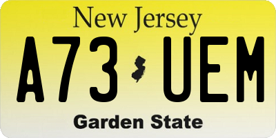 NJ license plate A73UEM