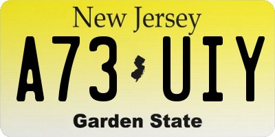 NJ license plate A73UIY