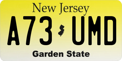 NJ license plate A73UMD