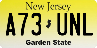 NJ license plate A73UNL