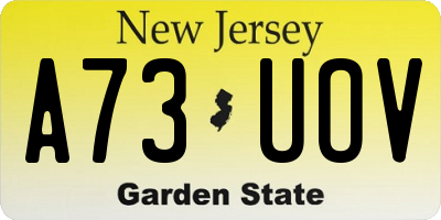 NJ license plate A73UOV