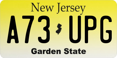 NJ license plate A73UPG