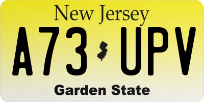 NJ license plate A73UPV