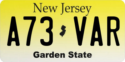 NJ license plate A73VAR