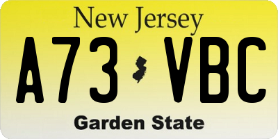 NJ license plate A73VBC