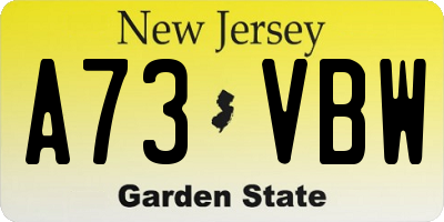 NJ license plate A73VBW