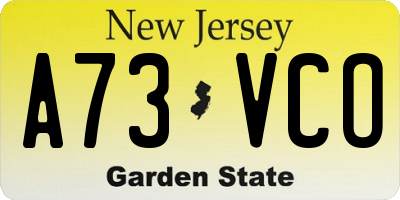 NJ license plate A73VCO