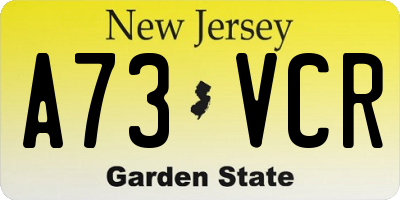 NJ license plate A73VCR