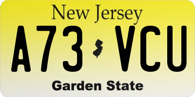 NJ license plate A73VCU
