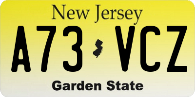 NJ license plate A73VCZ