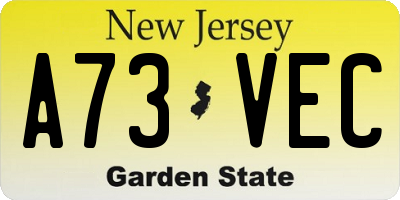 NJ license plate A73VEC