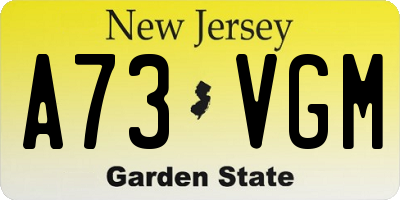 NJ license plate A73VGM