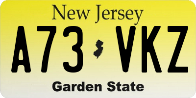 NJ license plate A73VKZ
