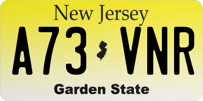 NJ license plate A73VNR