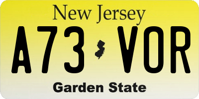 NJ license plate A73VOR