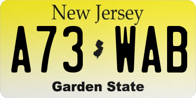 NJ license plate A73WAB