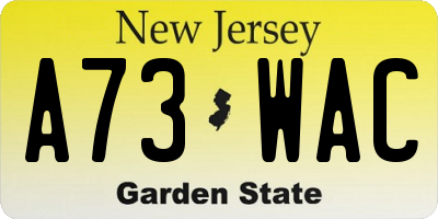 NJ license plate A73WAC