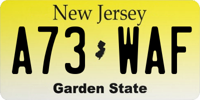 NJ license plate A73WAF