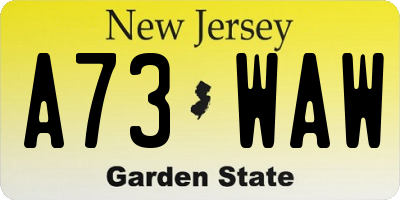 NJ license plate A73WAW