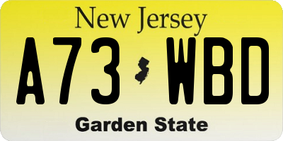 NJ license plate A73WBD