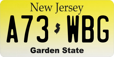 NJ license plate A73WBG
