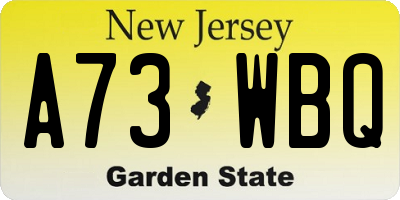 NJ license plate A73WBQ