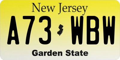 NJ license plate A73WBW