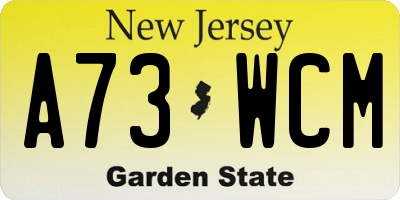 NJ license plate A73WCM