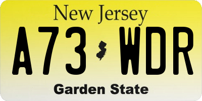 NJ license plate A73WDR