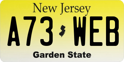 NJ license plate A73WEB