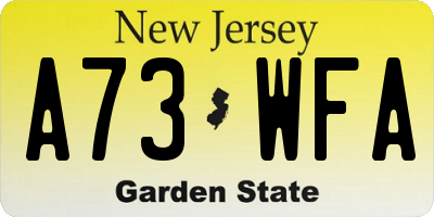 NJ license plate A73WFA