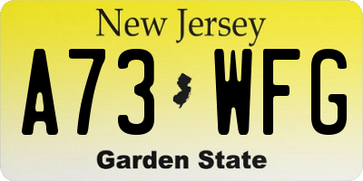 NJ license plate A73WFG