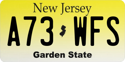 NJ license plate A73WFS